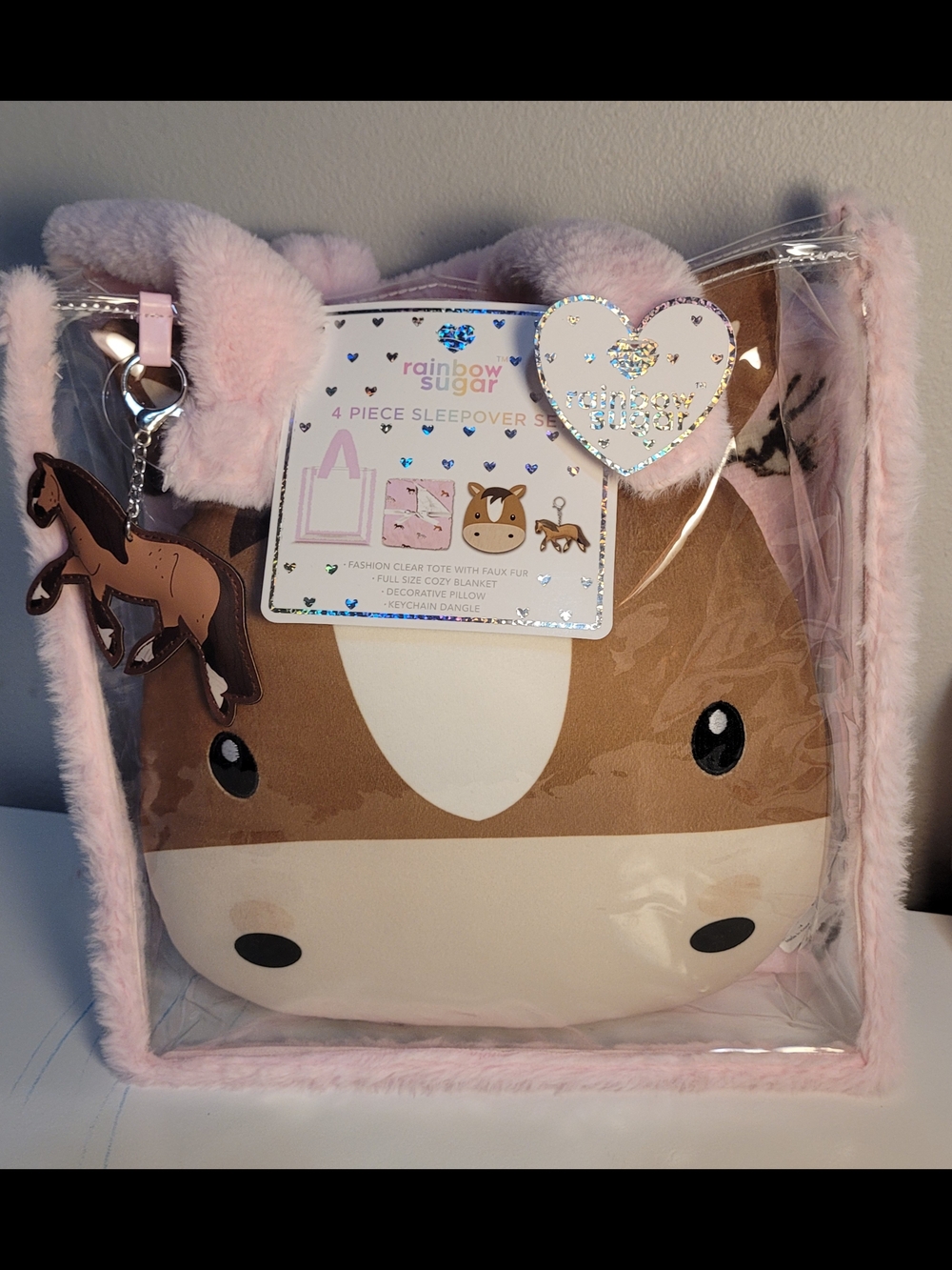 Rainbow Sugar 4 Pcs Horse Plush Sleepover Set